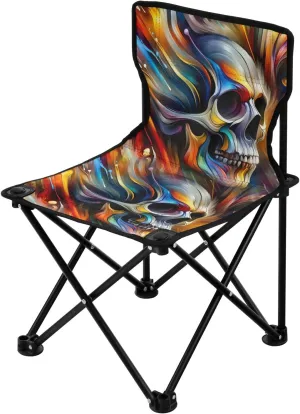 Portable Camping Folding Chairs Foldable Chair Small Skull Head Lightweight Backpacking Outdoor Outside Fishing