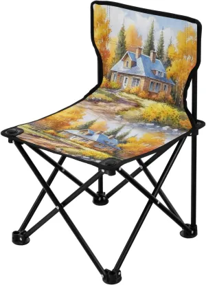 Portable Camping Folding Chairs Foldable Chair Small Village Fall Painting Lightweight Backpacking Outdoor Outside Fishing