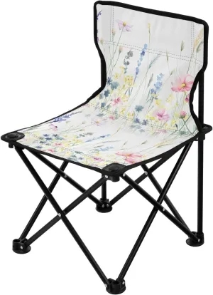 Portable Camping Folding Chairs Foldable Chair Small Wildflowers Meadow Lightweight Backpacking Outdoor Outside Fishing