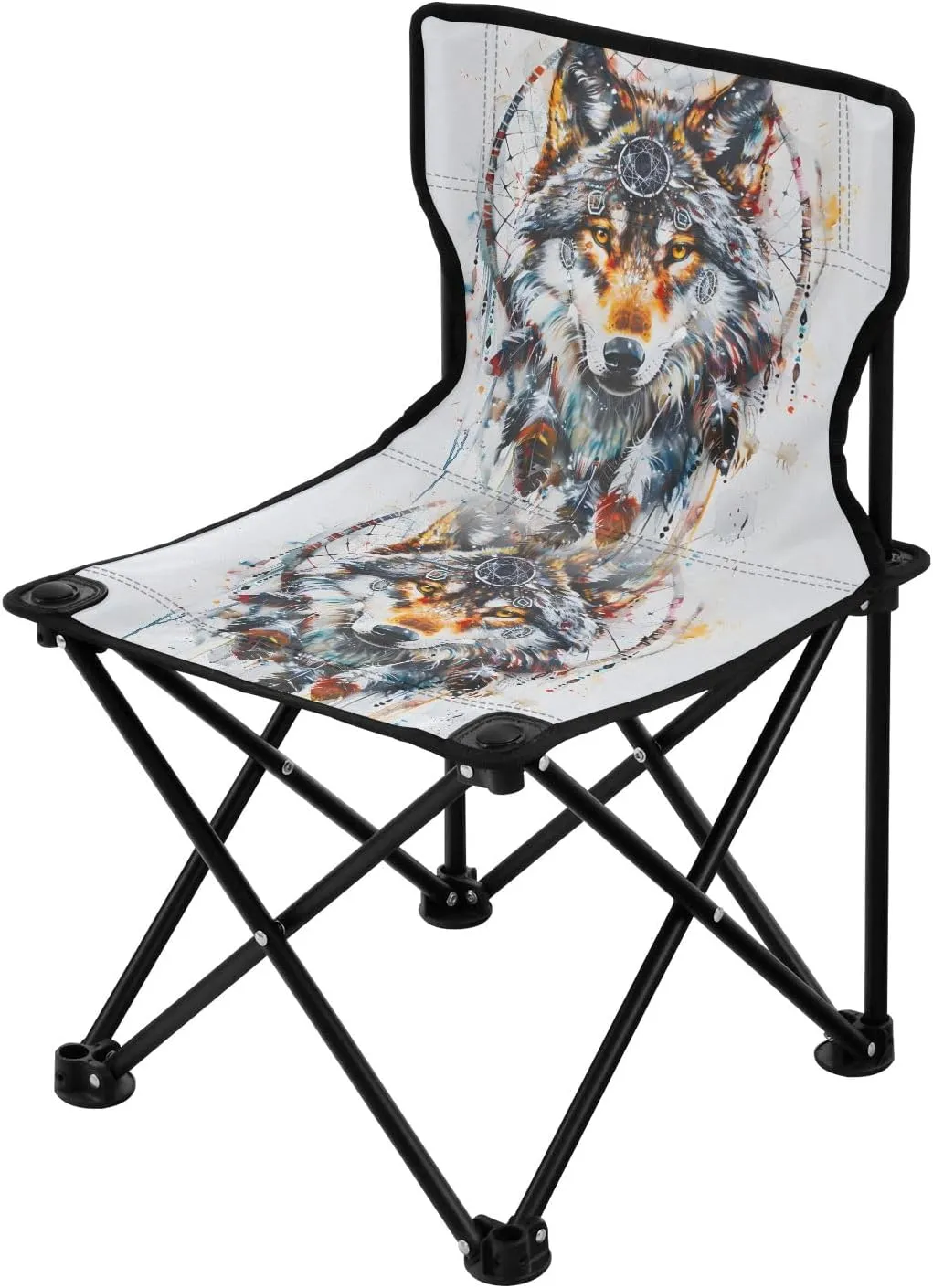 Portable Camping Folding Chairs Foldable Chair Small Wolf Dream Catcher Lightweight Backpacking Outdoor Outside Fishing