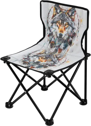 Portable Camping Folding Chairs Foldable Chair Small Wolf Dream Catcher Lightweight Backpacking Outdoor Outside Fishing