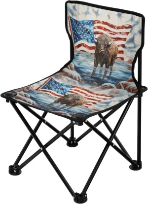 Portable Camping Folding Chairs Foldable Chair Small Yak Cattle Flag Lightweight Backpacking Outdoor Outside Fishing