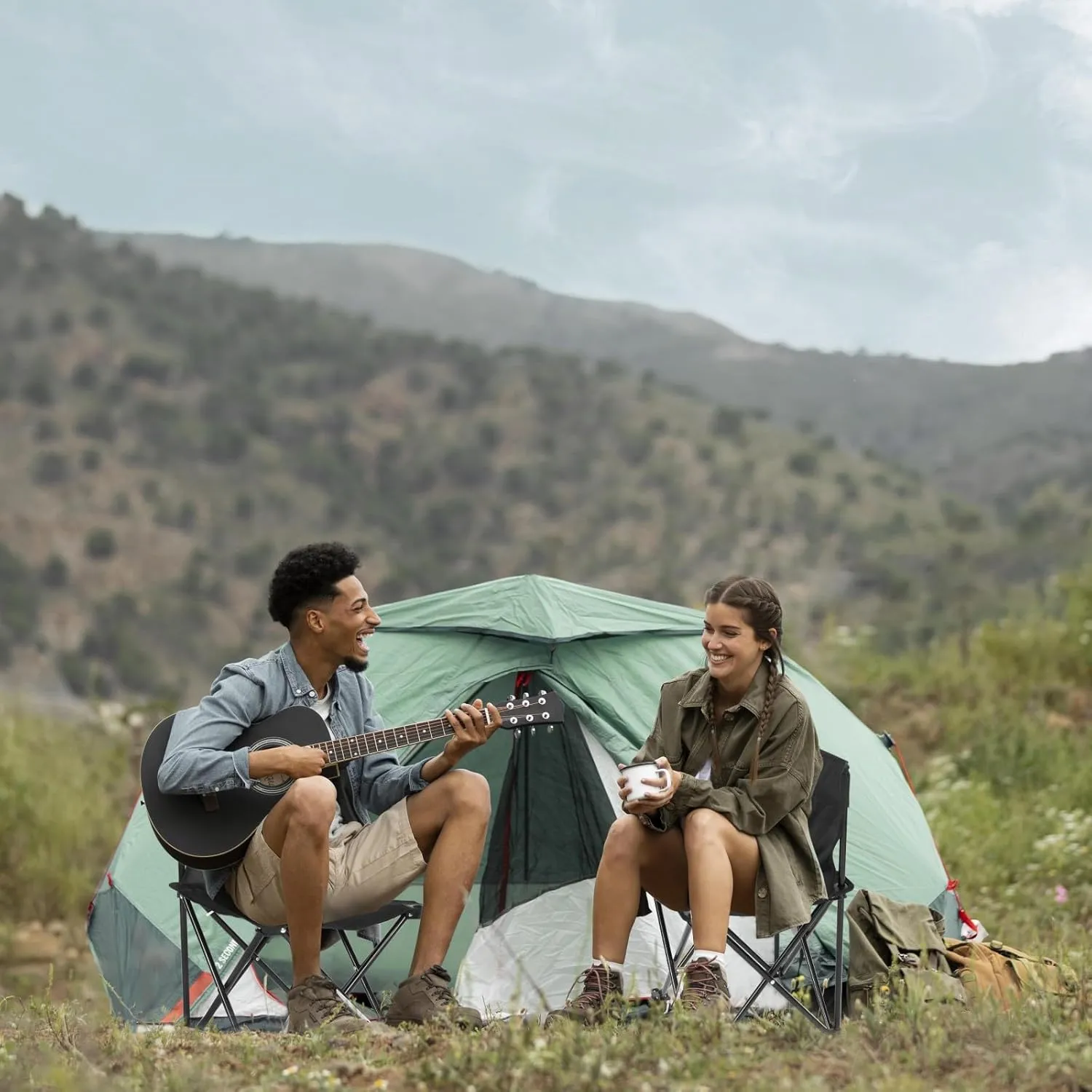 Portable Camping Quad Chair with no arm, Collapsible Anti-Slip Padded Oxford Cloth Stool for Beach, Hiking, Fishing, Picnic, Carry Bag Included (Small)