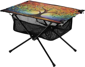 Portable Camping Table Abstract Colorful Tree Outdoor Foldable Camp Tables for Outside, Camping, Hiking, Tailgating