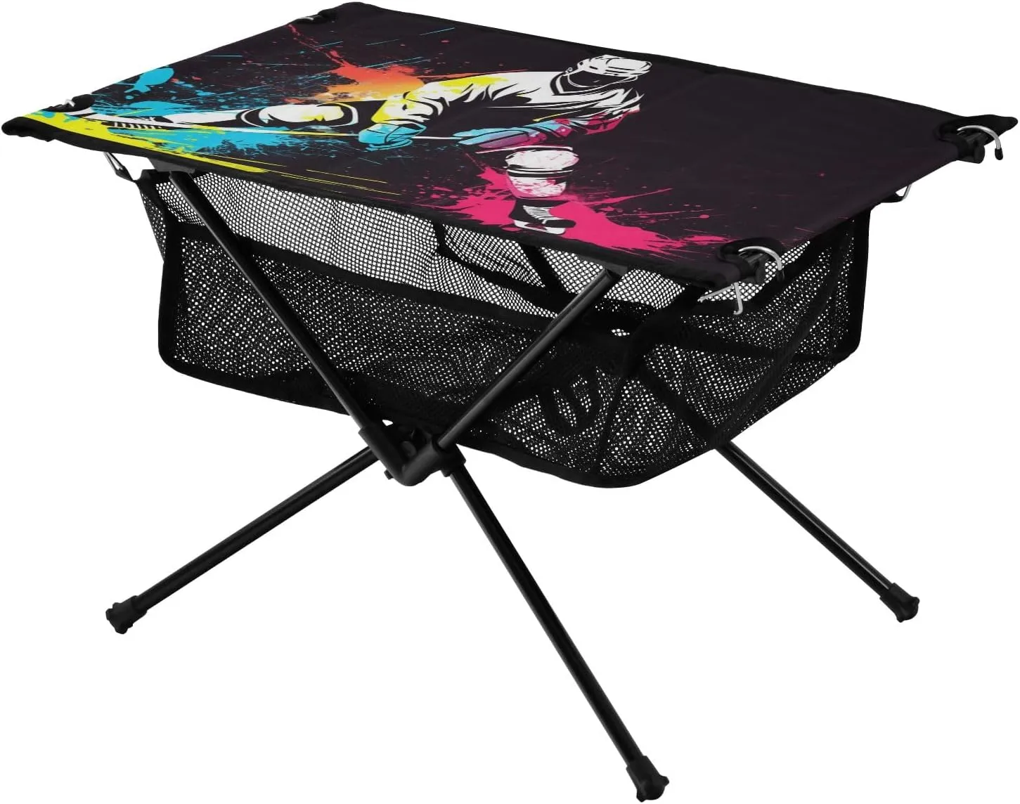 Portable Camping Table Colorful Hockey Player Outdoor Foldable Camp Tables for Outside, Camping, Hiking, Tailgating