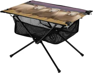 Portable Camping Table Foldable with Mesh Storage Lightweight Compact Camp Tent Side Table for Outside,Camping,Hiking,Tailgating,Sheep