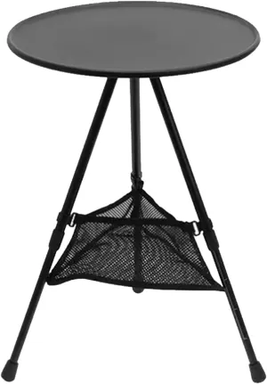 Portable Camping Table, Round Folding Table, Small Lightweight Outdoor Table with Adjustable Height and mesh Bag for Camping, Barbecue, Picnic, Beach, Fishing, Hiking or Indoor use(Black)