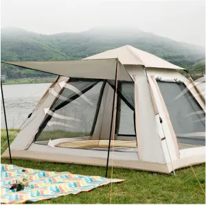 Portable Campitent Waterproof,Double Doors and Four Easy Tents to Put Up, Light and Practical Family Tent, for Family Camping,Hikiparty 4 People