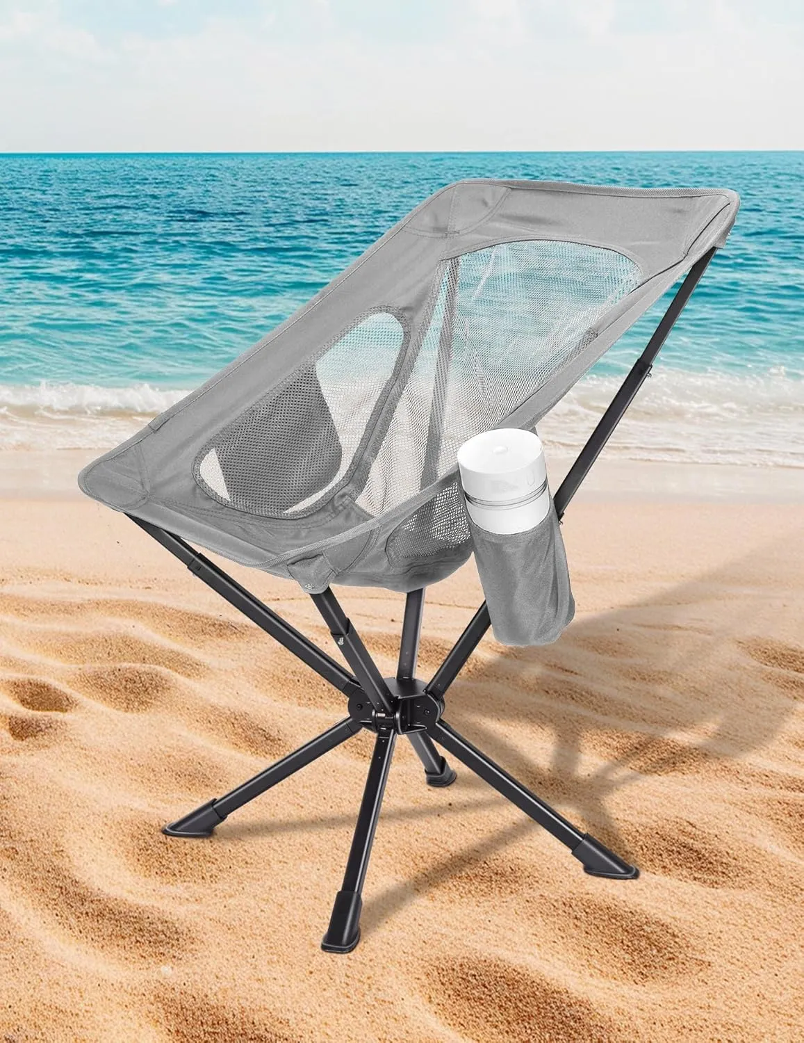 Portable Chairs for Adults Foldable, Fast Setup, Lightweight & Small Folding Chair with Cup Holder, Side Pocket and Carry Bag - Support 350 LBS