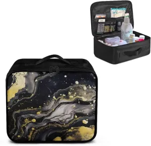 Portable Empty First Aid Bag Kit Black Marble Empty Emergency Trauma Kit Organizer Bag Medical Storage Bag Survival Pouch Bag for Camping Hiking Home Travel First Aid Pouch