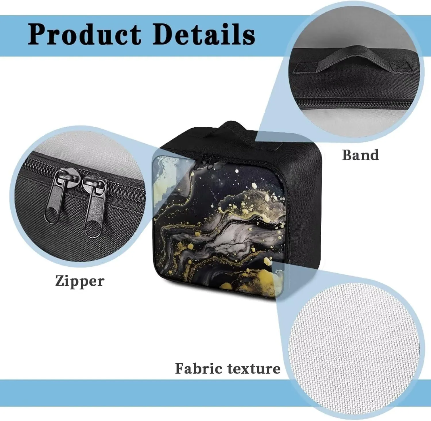 Portable Empty First Aid Bag Kit Black Marble Empty Emergency Trauma Kit Organizer Bag Medical Storage Bag Survival Pouch Bag for Camping Hiking Home Travel First Aid Pouch