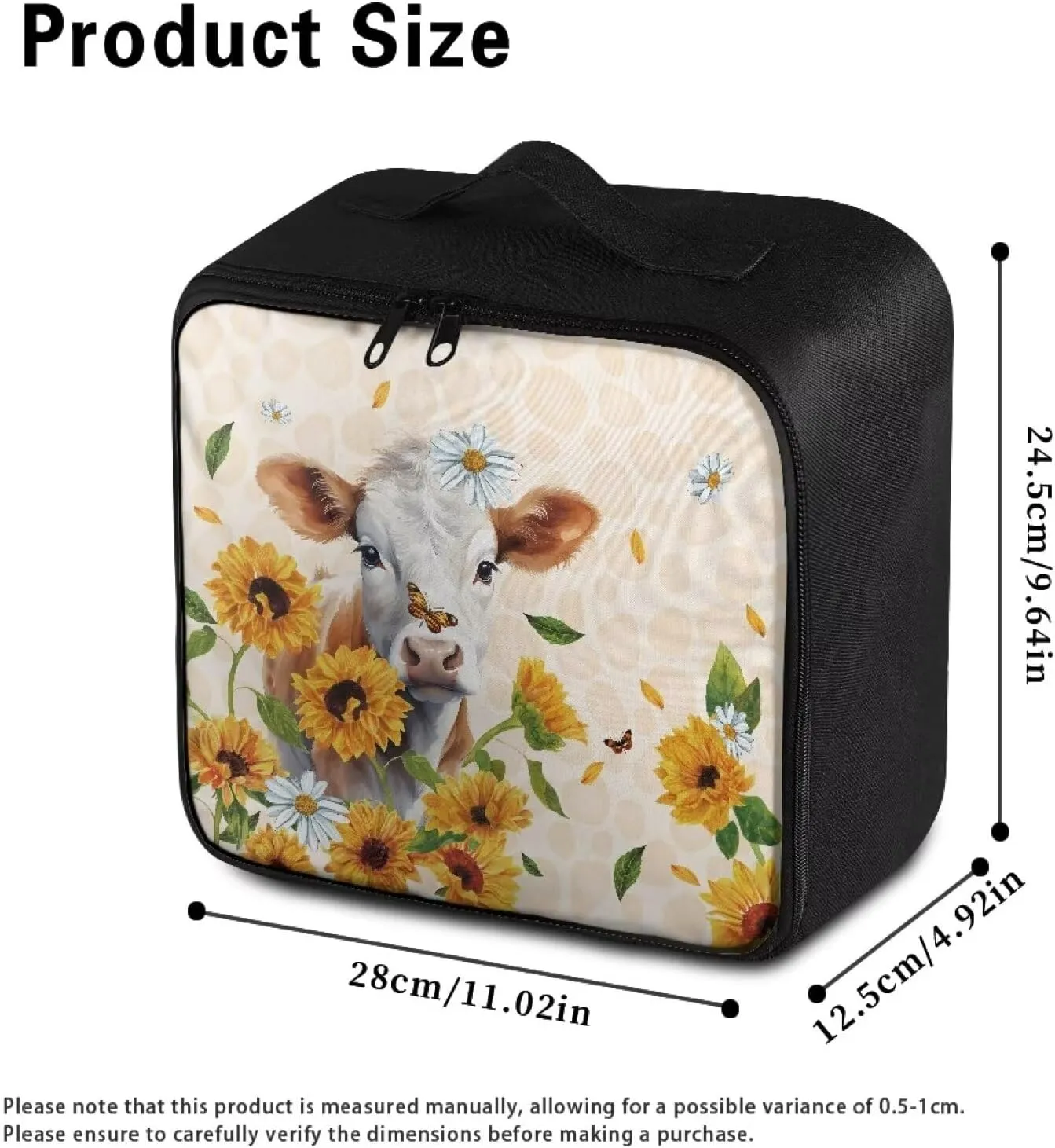 Portable Empty First Aid Kit Bag Large Cow Sunflower Travel First Aid Kit Pouch Medical Storage Bag Medium Emergency Survival Pouch Bag for Car Camping Hiking Home Travel Office