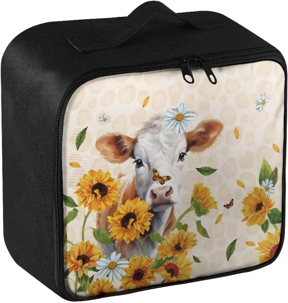 Portable Empty First Aid Kit Bag Large Cow Sunflower Travel First Aid Kit Pouch Medical Storage Bag Medium Emergency Survival Pouch Bag for Car Camping Hiking Home Travel Office