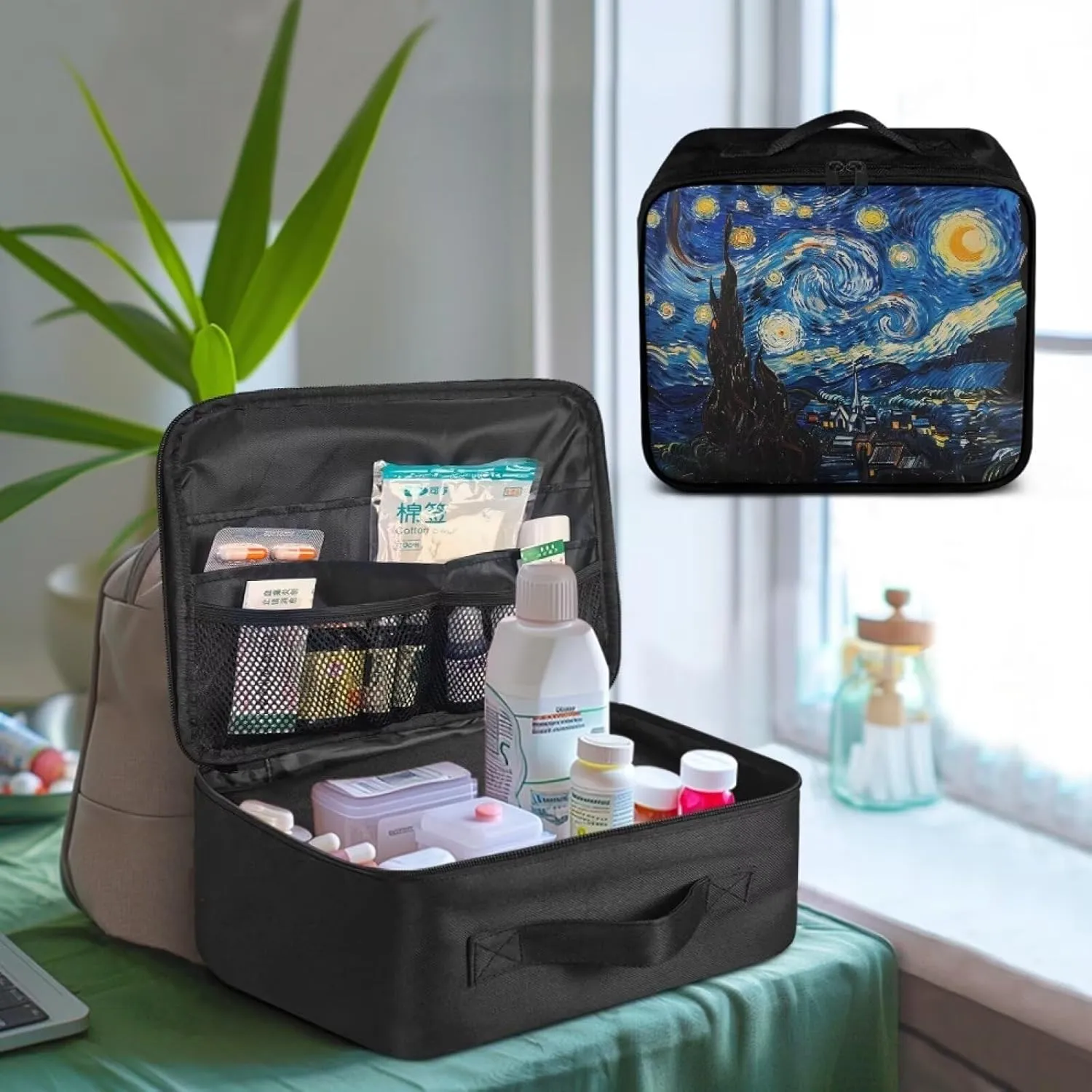 Portable Empty First Aid Kit Bag Starry Sky Painting Medical Storage Bag Medicine Organizer Emergency Survival Pouch Bag College Medical Kit for Dormfor Home Office Car Outdoor