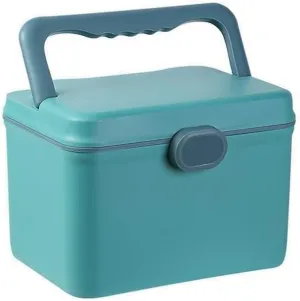 Portable First Aid Kit, 8.46" Plastic Double-Layer Storage Box with Handle, Medical Box for Medicine, Pills, Vitamins, Home, Travel, Car, Office