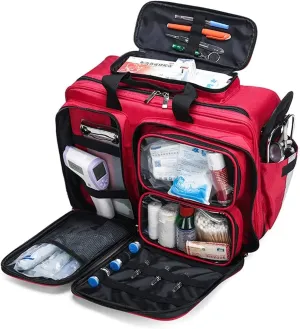 Portable First Aid Kit Bag, Compact Professional Storage Medical Bag, with Labeled Compartments, Large Capacity Outdoor Waterproof Emergency Rescue Kit