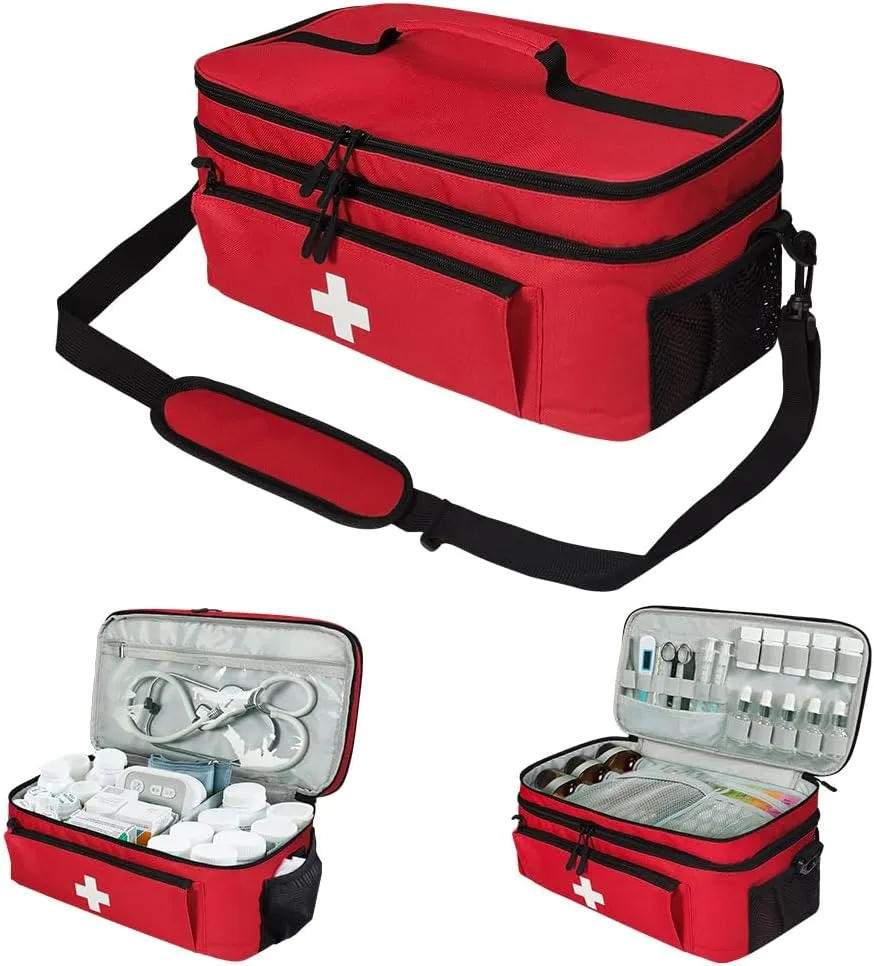 Portable First Aid Kit Bag, Compact Travel Medicine Pouch, Medical Storage Organizer for Home, Car, Office and Outdoors