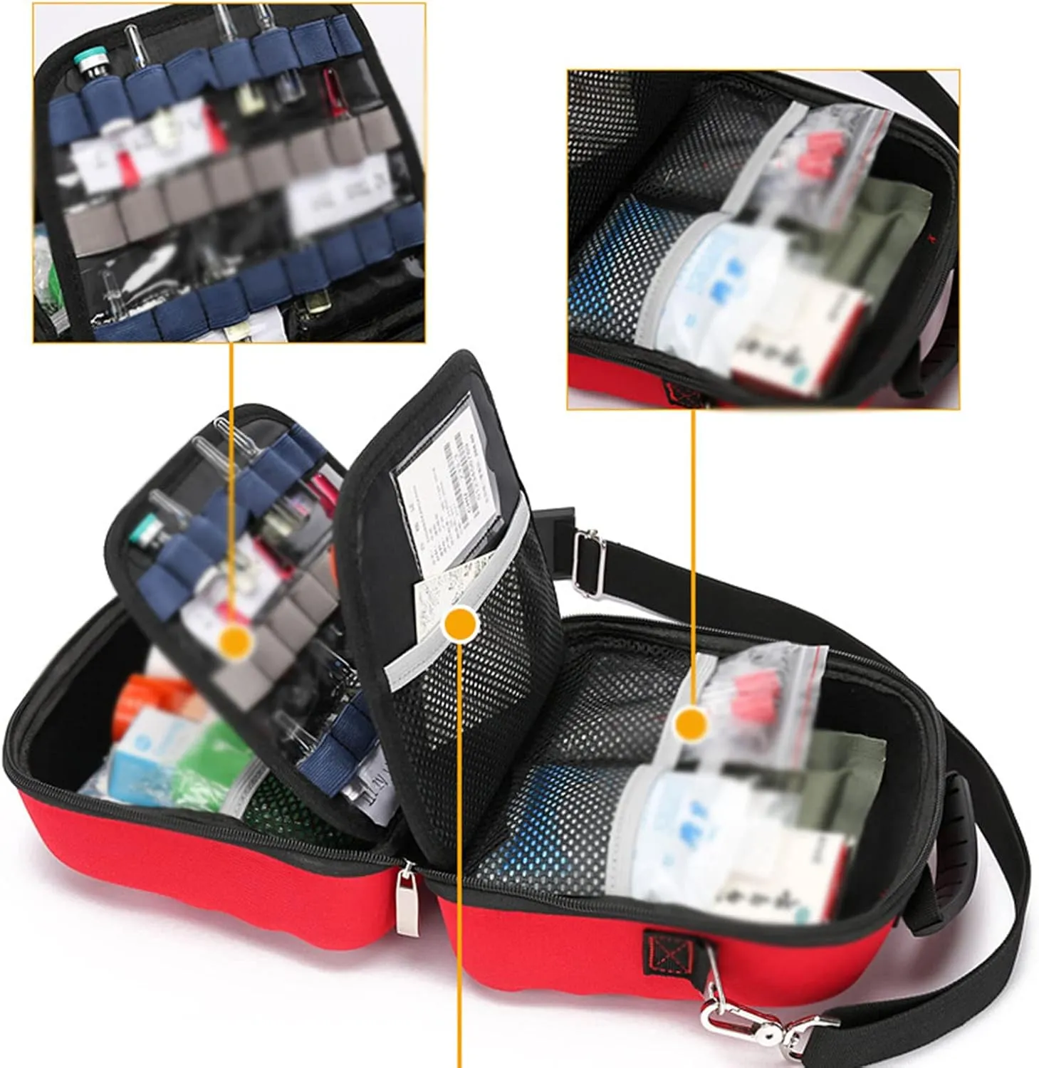 Portable First Aid Kit Bag Empty Compact Emergency Kit Waterproof Rescue Bag for Travel Home Camping Work Hiking Hunting Holiday(Red)