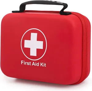 Portable First Aid Kit Bag, Red Semi-Rigid Waterproof Medical Emergency Kit, Survival Box for Home, Travel, Camping, Office