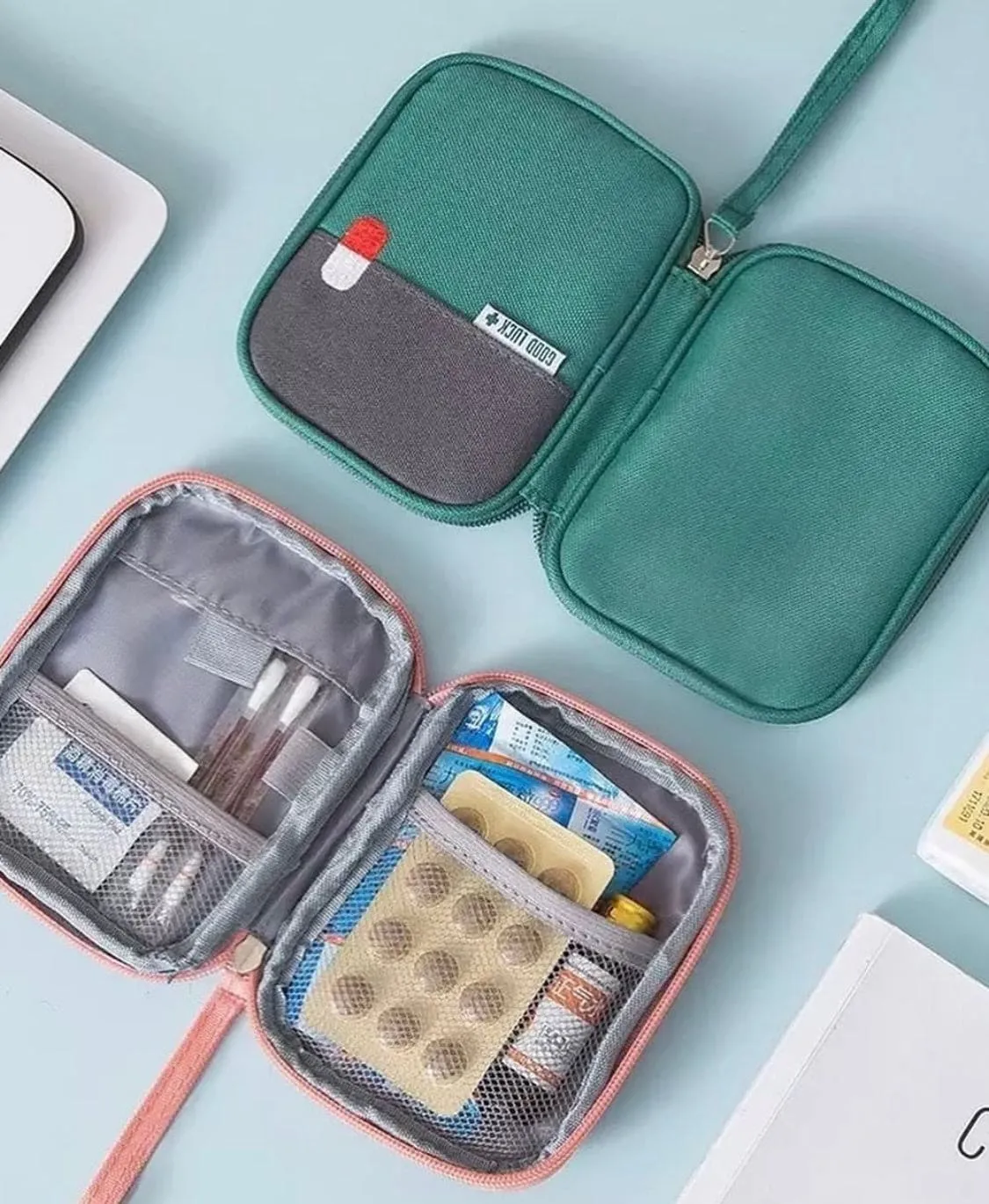 Portable First Aid Medical Kit, Travel Outdoor Camping Useful Mini Medicine Storage Bag, Camping Emergency Survival Bag, Pill Case, Good Luck Kit