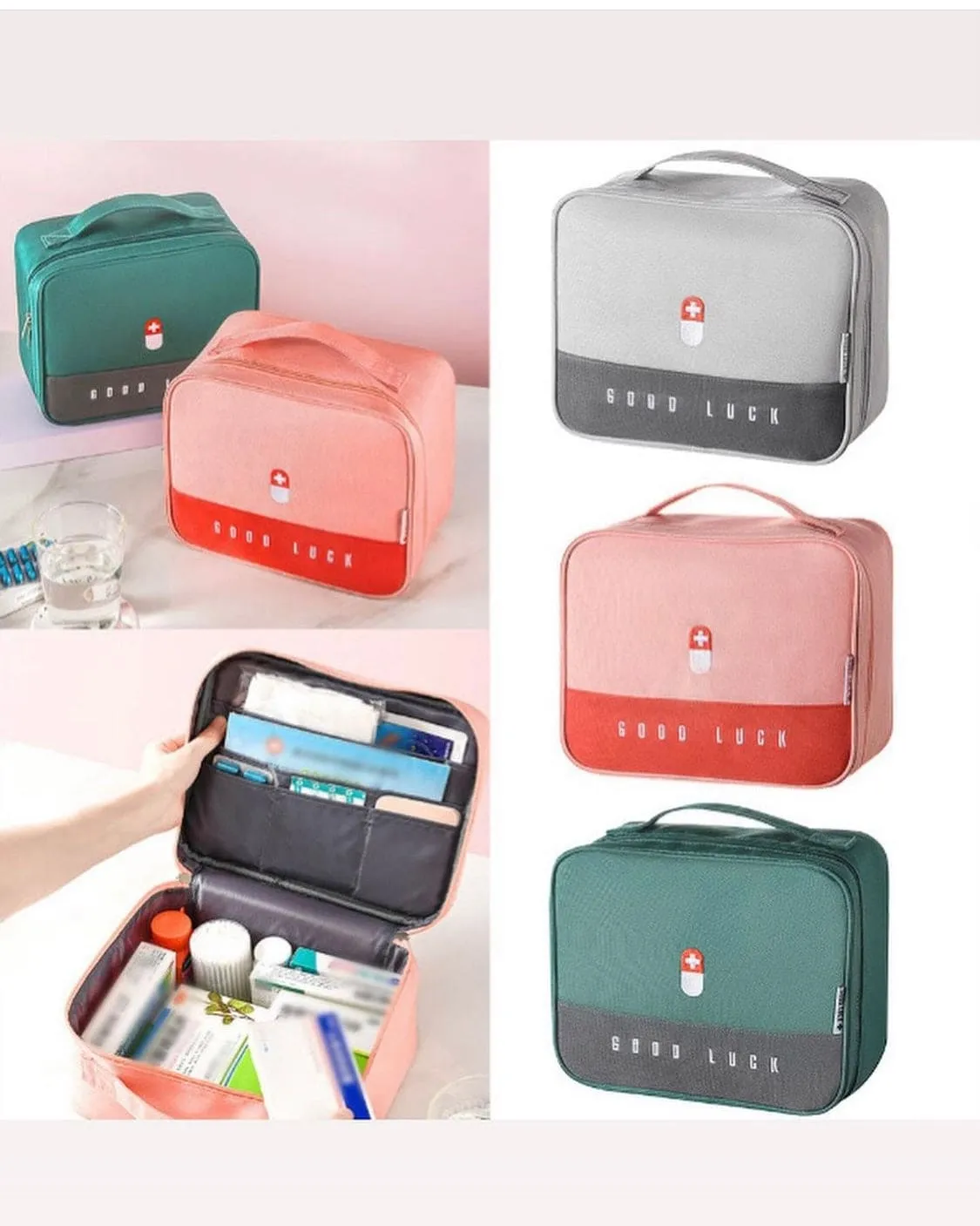 Portable First Aid Medical Kit, Travel Outdoor Camping Useful Mini Medicine Storage Bag, Camping Emergency Survival Bag, Pill Case, Good Luck Kit