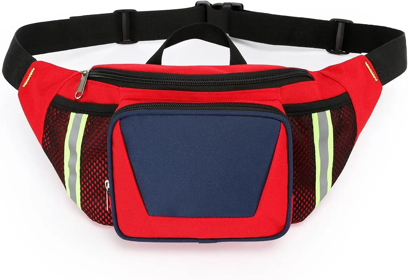 Portable First Aid Waist Fanny Packs,Compact and Lightweight Waist Bag,Trauma Bag with Reflective Strip Great for Travel Hiking, Outdoor Sport,Money Pouch Pack, Running