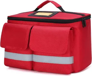 Portable First Responder Trauma Bag Empty with Shoulder Strap Emergency Responder Trauma Bag for Home Care, Hospice Visit, Travel, or Emergency Event(Red)