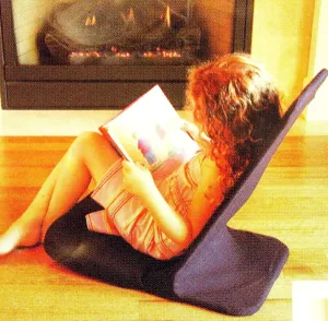 Portable Floor Chair, MEMORY FOAM Seat, Folding Chair. Angle Back-Rest. 14" W x 22" H x 21" Deep (Black)