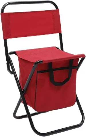 Portable Foldable Camping Chair,Lightweight Backrest Stool Compact Folding Chair Seat,Outdoor Backrest Stool with Folding Backpack for Camping Hunting Fishing Hiking Outing Beach Camping(Red)