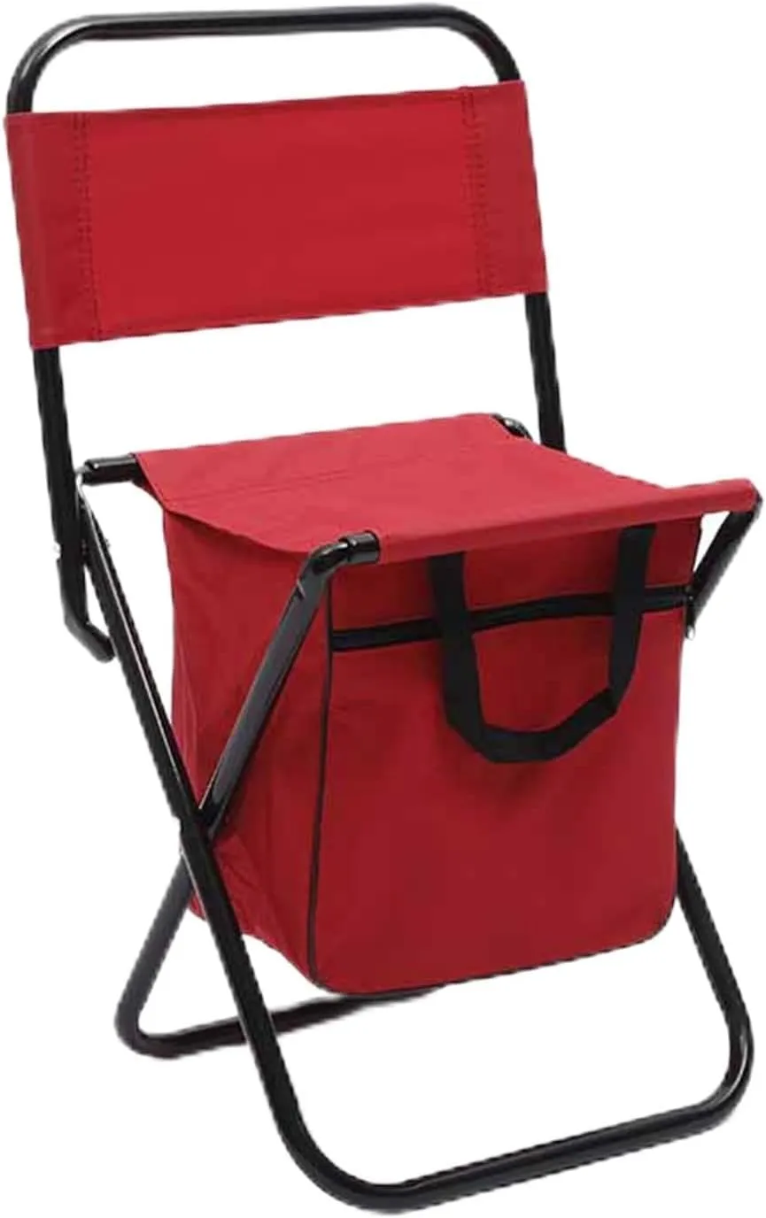 Portable Foldable Camping Chair,Lightweight Backrest Stool Compact Folding Chair Seat,Outdoor Backrest Stool with Folding Backpack for Camping Hunting Fishing Hiking Outing Beach Camping(Red)