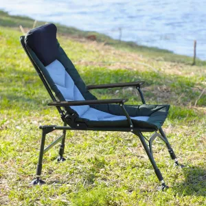 Portable Folding Camping Lounge Chair for Ultimate Comfort and Relaxation, Adjustable Backrest for Indoor/Outdoor Use, Green, Black, and Grey