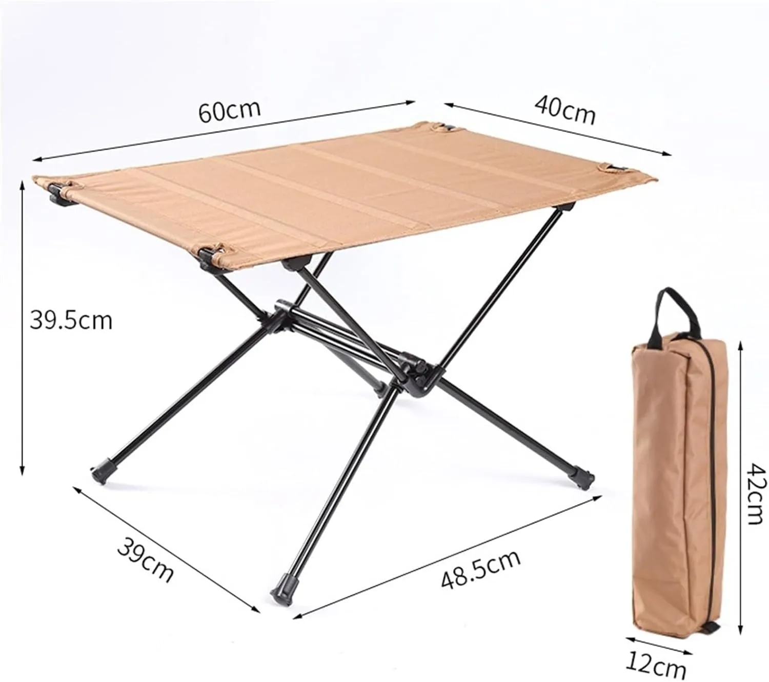 Portable Folding Camping Table, Aluminum Outdoor Table for Travel, Hiking, Picnic, Side Table, 60x40x39.5cm(Green)