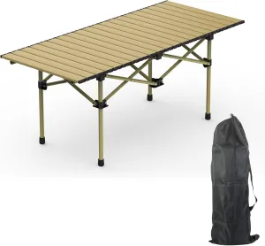 Portable Folding Camping Table, Lightweight Roll-up Outdoor Table with Carry Bag, Collapsible Picnic Table for Camping, Beach, BBQ, Hiking, Foldable & Sturdy Camping Furniture, L Size