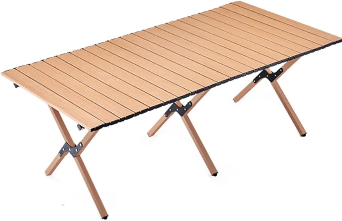 Portable Folding Camping Table, Outdoor Low Picnic Table, Aluminum Roll-up Camping Table with Carry Bag, Lightweight Foldable Camp Table for Beach,Party, Patio, BBQ, Travel, Backyard (150cm)