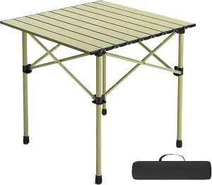 Portable Folding Camping Tables and Chair, Carbon Steel Beach Table with Carry Bag, Camping Essentials for Outdoor Picnic, Camp, Travel (Color : Beige Table, Size : 20.8x20x19.6in)