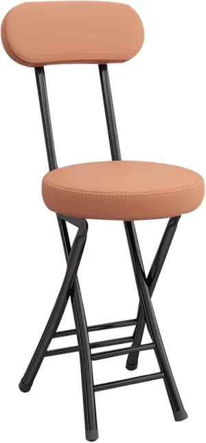 Portable Folding Chairs, Foldable Bar Stool, Folding Chair with Cushioned Padded Leather, for Picnic Garden Party Outdoor(Brass)