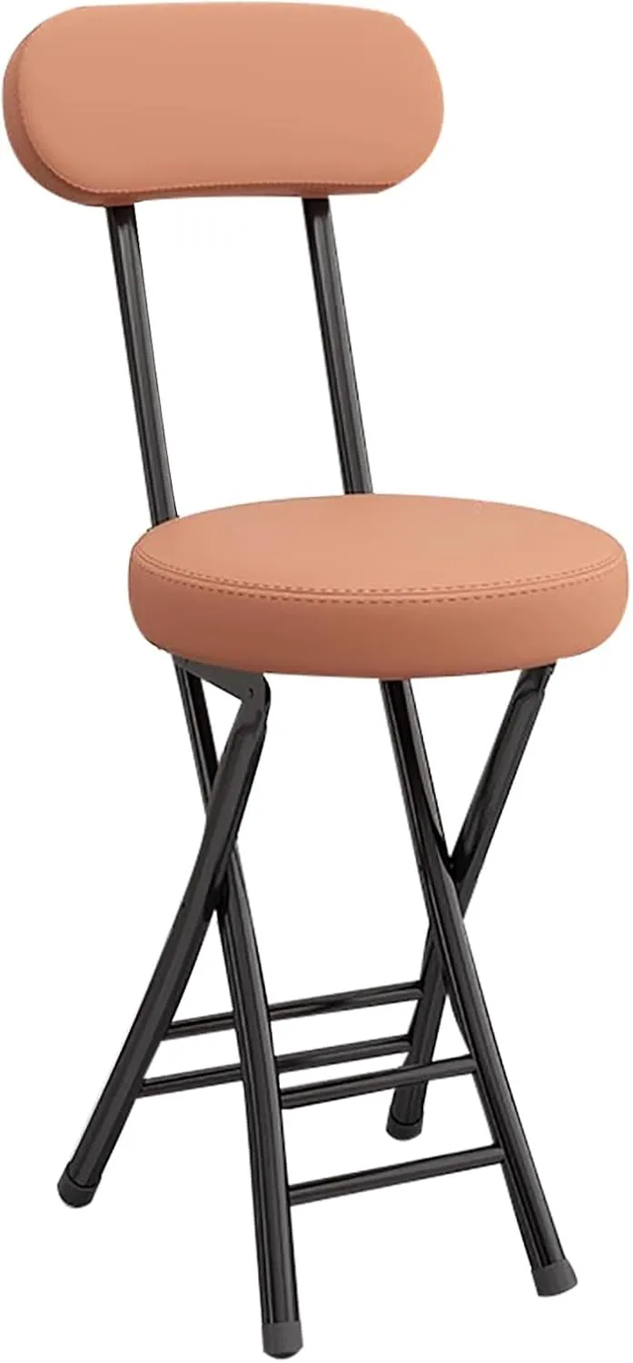 Portable Folding Chairs, Foldable Bar Stool, Folding Chair with Cushioned Padded Leather, for Picnic Garden Party Outdoor(Brass)