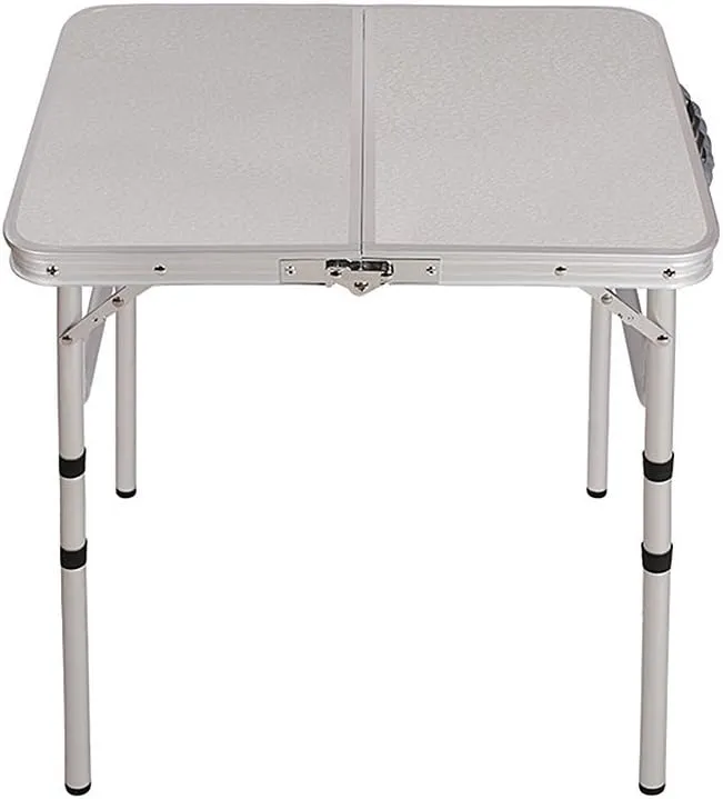 Portable Folding Outdoor Camping Table Fold in Half and Height Adjustable Lightweight Aluminum Picnic Table 24"x18"x25" (Gray)