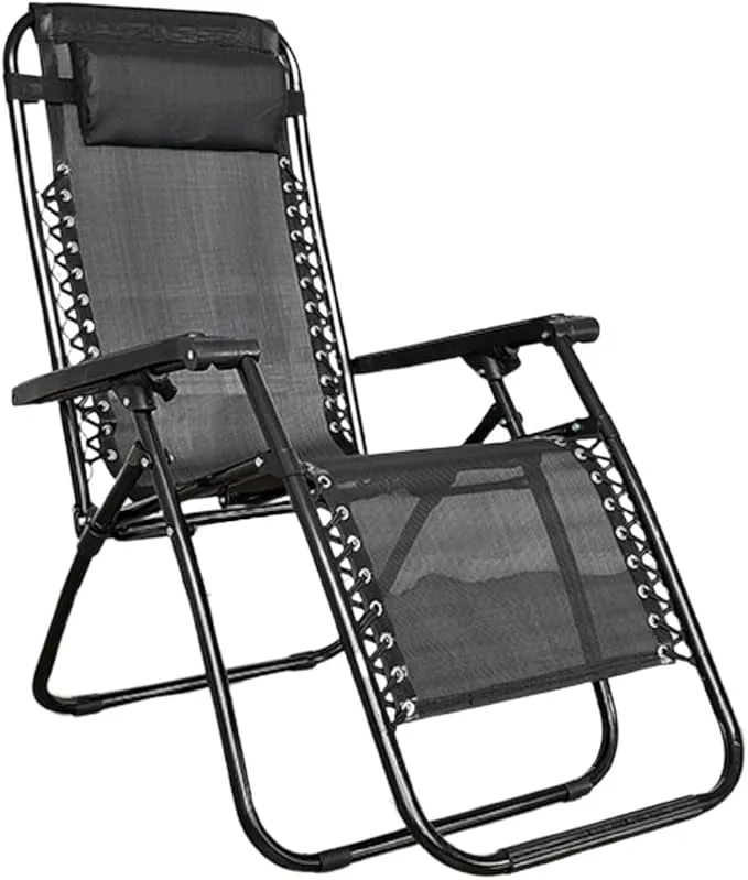 Portable Folding Reclining Camping Chair with Breathable Mesh & Adjustable Comfort – Black