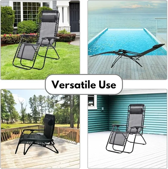 Portable Folding Reclining Camping Chair with Breathable Mesh & Adjustable Comfort – Black