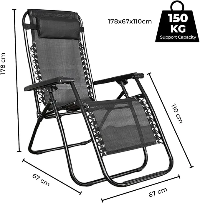 Portable Folding Reclining Camping Chair with Breathable Mesh & Adjustable Comfort – Black