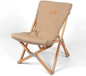Portable Folding Wooden Camping Chair with Cup Holder, Breathable Mesh Back, Lightweight and, Ideal for Outdoor Beach, Hiking, Picnic, BBQ, and Travel(Wooden Chair Khaki)