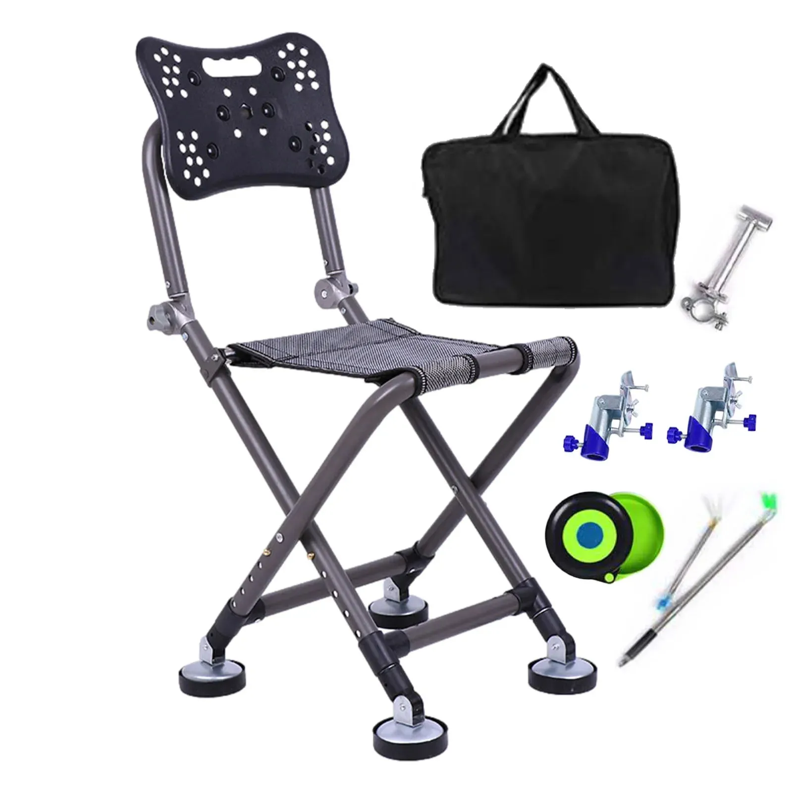 Portable Four-leg Fishing Chair Folding Fish Chair 180 Degree Adjustable Backrest Recliner Aluminum Alloy Camping Chair Stool