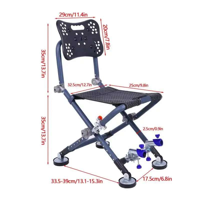 Portable Four-leg Fishing Chair Folding Fish Chair 180 Degree Adjustable Backrest Recliner Aluminum Alloy Camping Chair Stool