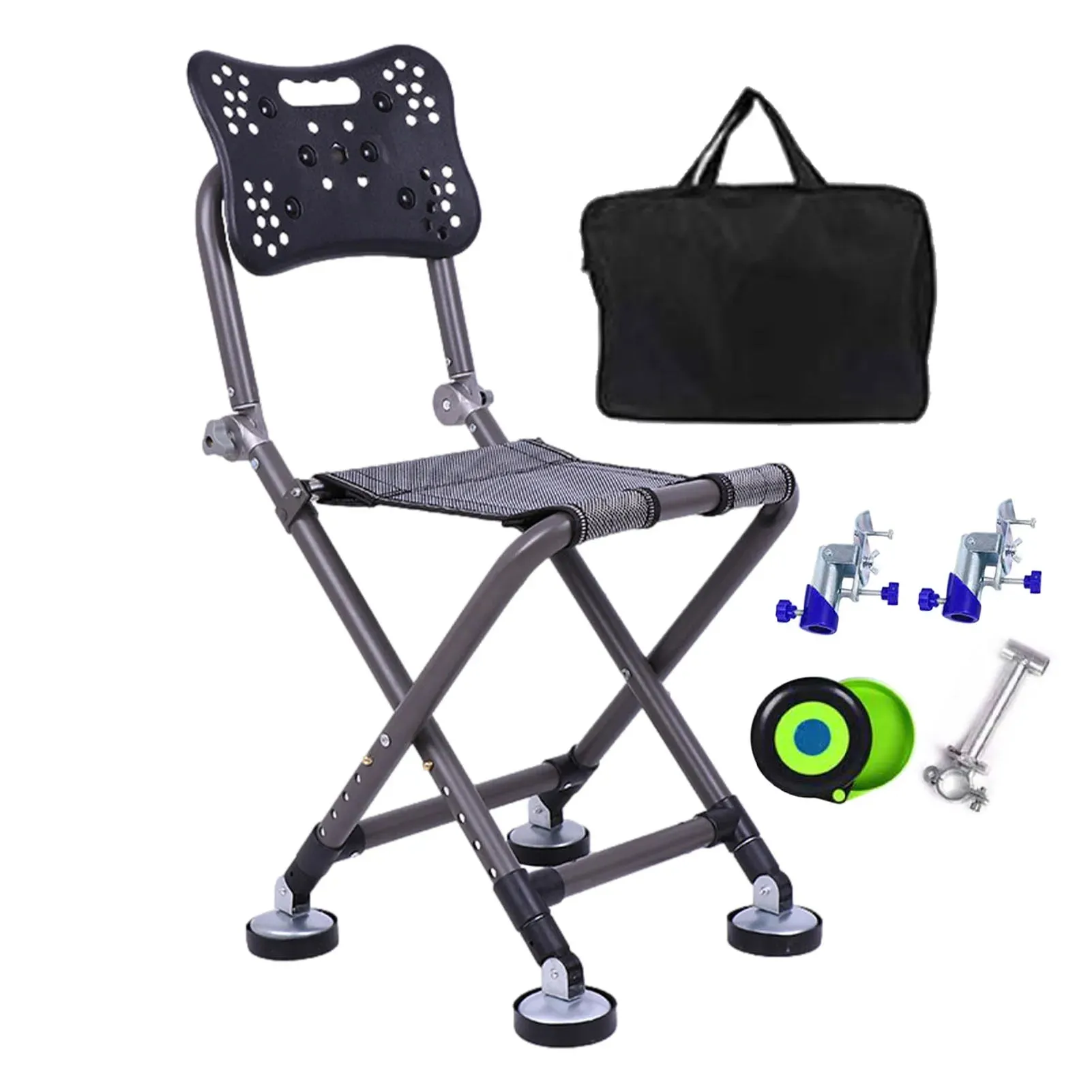 Portable Four-leg Fishing Chair Folding Fish Chair 180 Degree Adjustable Backrest Recliner Aluminum Alloy Camping Chair Stool