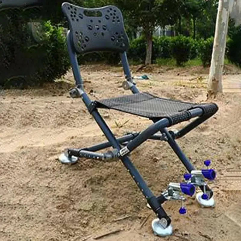 Portable Four-leg Fishing Chair Folding Fish Chair 180 Degree Adjustable Backrest Recliner Aluminum Alloy Camping Chair Stool