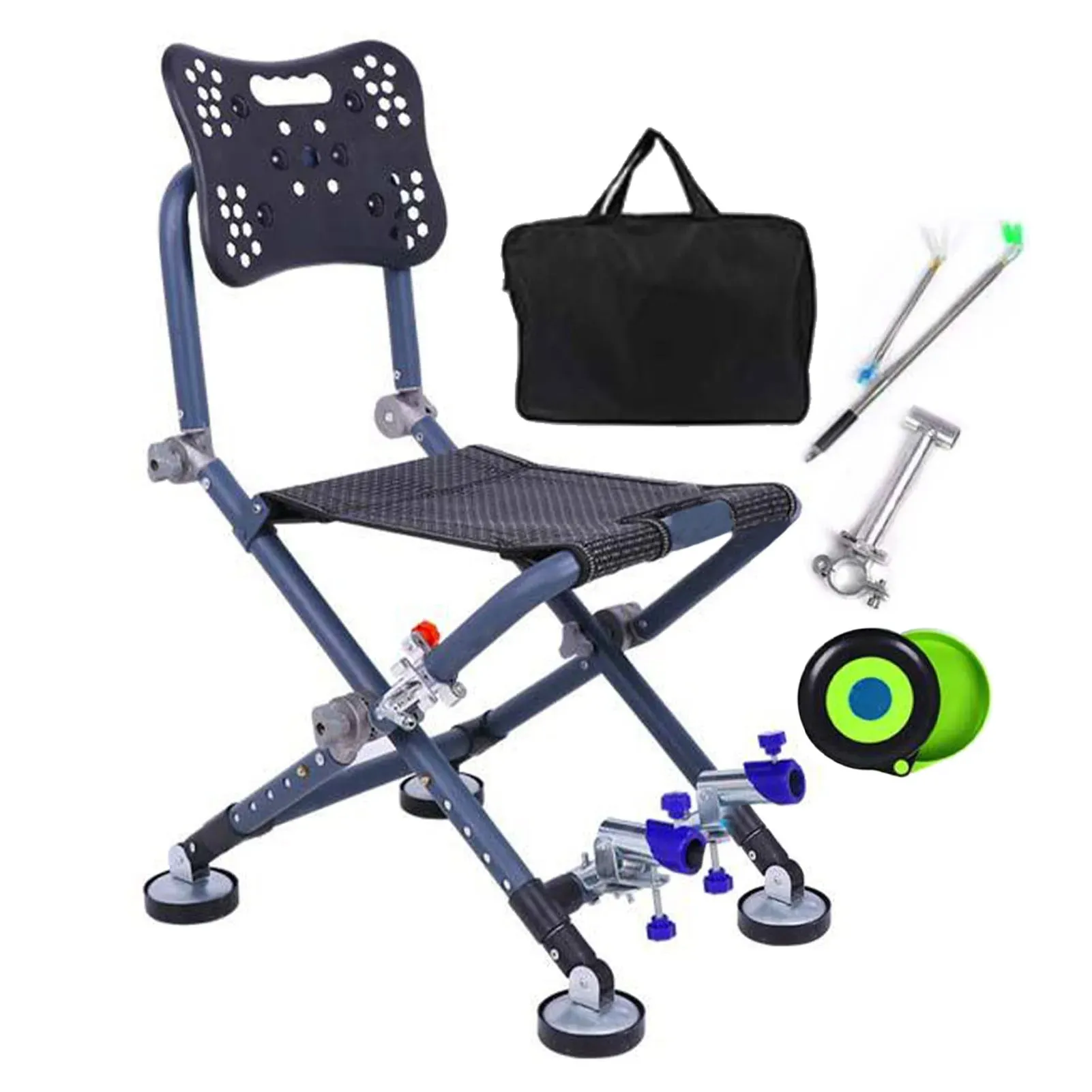 Portable Four-leg Fishing Chair Folding Fish Chair 180 Degree Adjustable Backrest Recliner Aluminum Alloy Camping Chair Stool