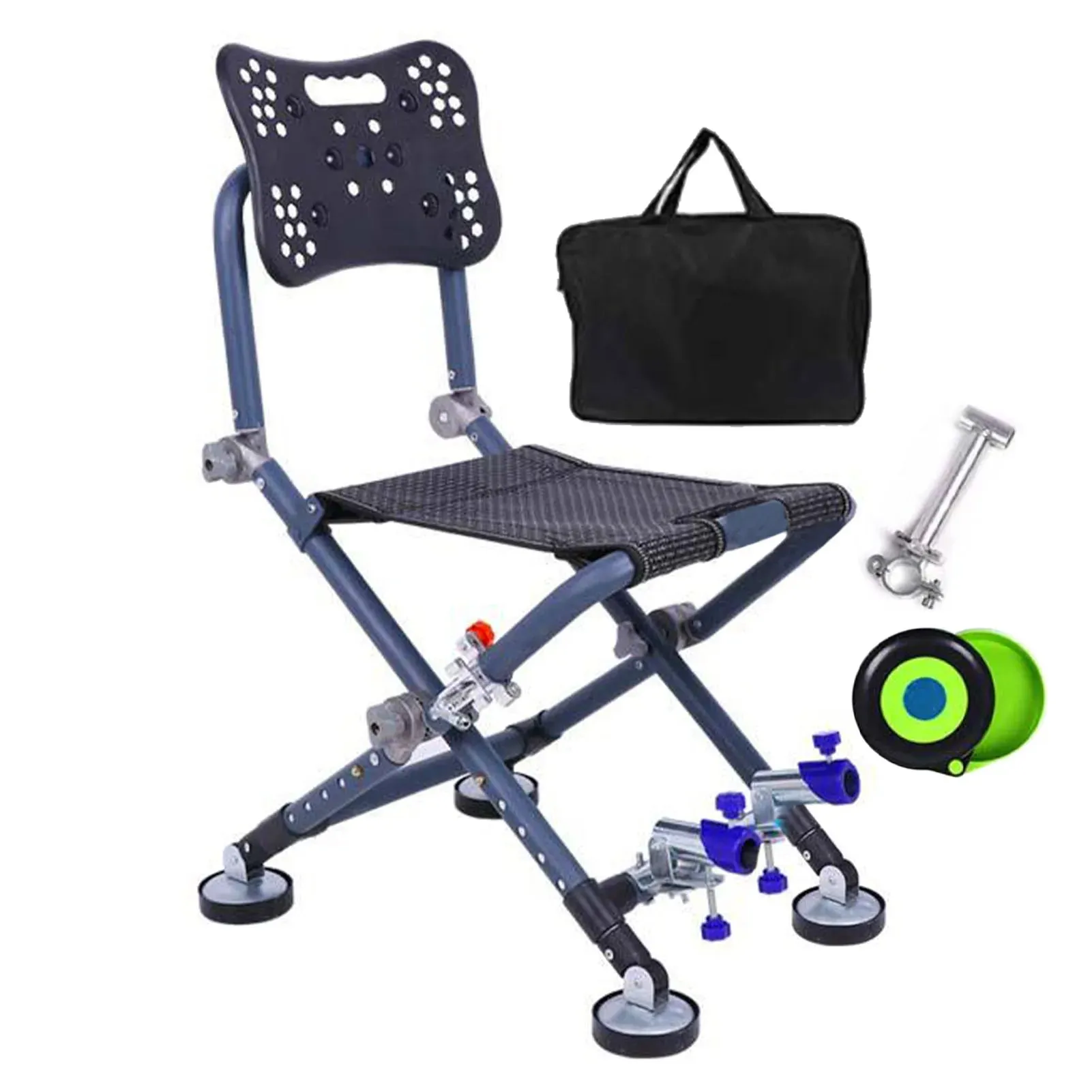 Portable Four-leg Fishing Chair Folding Fish Chair 180 Degree Adjustable Backrest Recliner Aluminum Alloy Camping Chair Stool