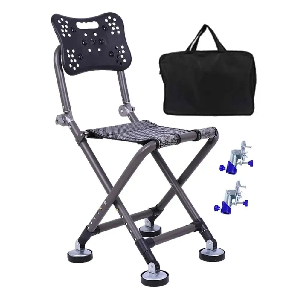 Portable Four-leg Fishing Chair Folding Fish Chair 180 Degree Adjustable Backrest Recliner Aluminum Alloy Camping Chair Stool