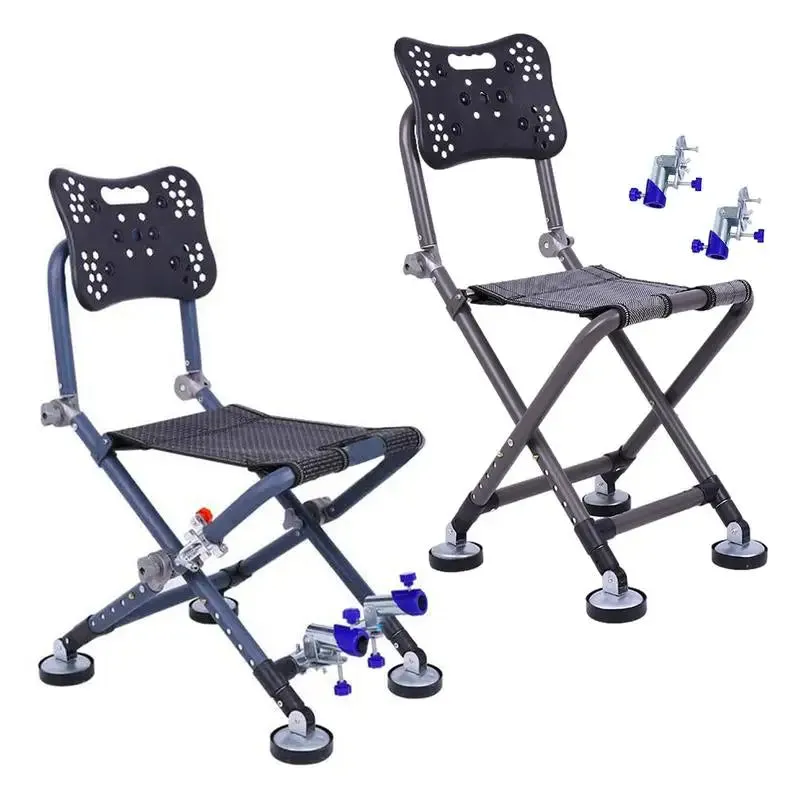 Portable Four-leg Fishing Chair Folding Fish Chair 180 Degree Adjustable Backrest Recliner Aluminum Alloy Camping Chair Stool